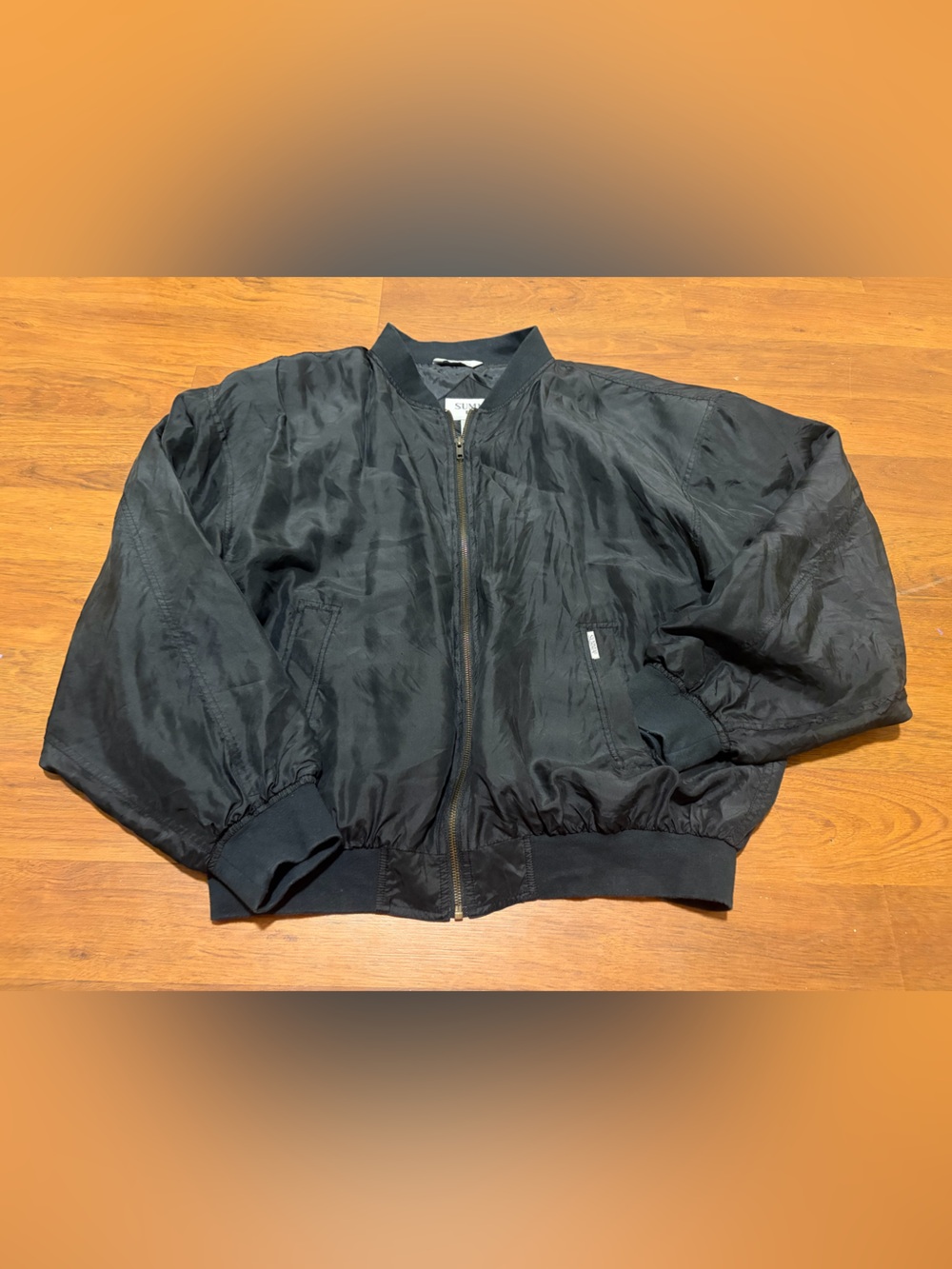 Summa Silk Black Lightweight Bomber Jacket - Classic Zip Front